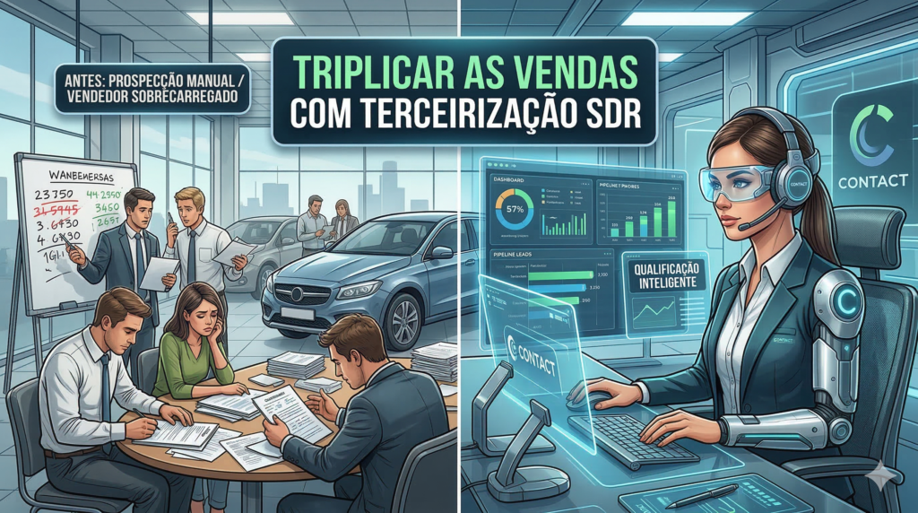 Uma SDR esta em um escritório futuristico, dominando todas as métricas e triplicando as vendas com a Contact SDR